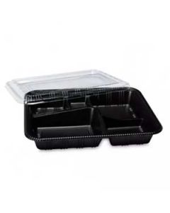 Pojemnik sushi czarny 5-komorowy z pokrywką OPS 270x210x40 mm 300 szt. OP-74