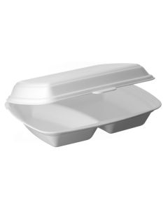 Lunch container styrofoam (menubox) II-chamber, producer Pack Klaipėda, price per 125pcs