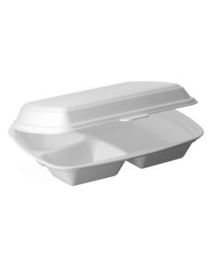 Lunch container styrofoam menubox, three-chamber lunchbox, Pack Klaipėda, 125 pieces