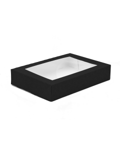 Sushi box kartonowy czarny z okienkiem 260x190x50 mm 50 szt. OP-11