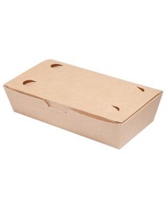 LUNCH BOX 20x10x5cm white and brown glued TnG cardboard, 100 pieces