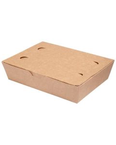 LUNCH BOX 20x14x5cm white and brown glued TnG cardboard, 100 pieces
