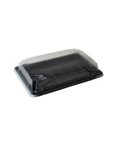 Pojemnik sushi czarny z pokrywką PET 225x145x30 mm 50 kpl OP-07