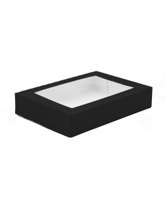 Sushi box kartonowy czarny z okienkiem 220x140x50 mm 50 szt. OP-07