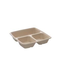 BePulp SQ23 square container 900ml op.75szt. tripartite (k/4) 23x23x4cm, Sabert