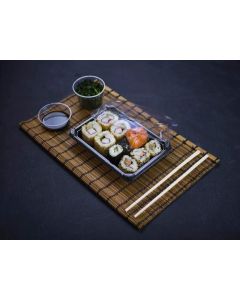 Pojemnik sushi czarny z pokrywką PLA 182x138x40 mm 100 kpl set 2 Vegware