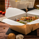 Pudełko TAKEOUT BOX 15,2x12,1x6,5cm dzielone 900+450ml, op.50szt (k/6) THEPACK