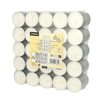 4-hour heaters, pack of 100, white, diameter 39 mm, height 15 mm, TEALIGHTS (k/10)