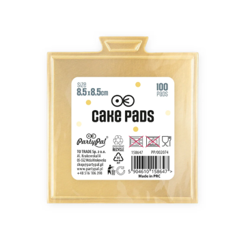 Gold-coloured single-portion base, 8.5 cm diameter, pack of 100 (12 packs)