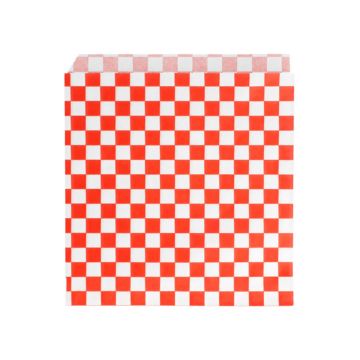 Red Check greaseproof paper bag, open 2 sides FITIPALDI 16x16,5cm a.500pcs. PFAS Free
