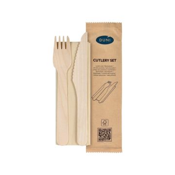 Wooden cutlery set: knife, fork, napkin, a.250pcs