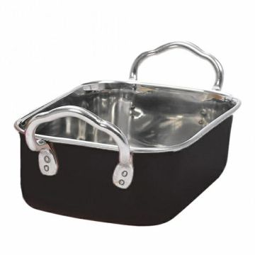Inox mini brytfanna czarna z uchwytami 14,5x9,5x4,5cm, op. 6 sztuk