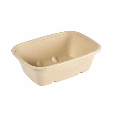 Sugar cane bowl 1200ml Cube rectangular pack of 40 (k/4) PFAS Free