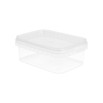 Rectangular PP container 280 ml with lid 12 x 8.8 x 4.2 cm, transparent, pack of 420 pcs. REUSABLE
