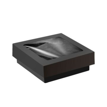 Pudełko czarne TAKEAWAY 350ml pokrywka z oknem 100x100x40mm op. 25 sztuk