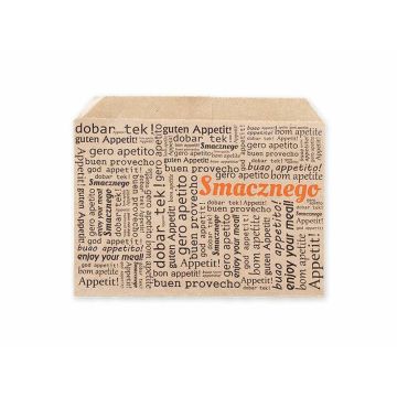 Paper bag for chips 140x100mm Enjoy your meal", large Eco brown, 200 pieces"