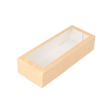 Pudełko sushi kraft z okienkiem 220x90x50 mm 300 szt OP-02