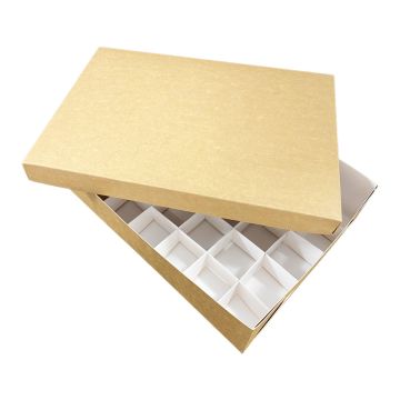 Pudełko catering set box POKRYWKA  op. 50szt 25x35cm h 3cm brązowo-białe TnG