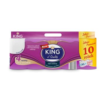 20-meter white toilet paper, cellulose, 4W, pack of 10 rolls, King of Quality