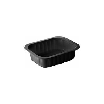 T B 137/113/1 H35 R, heat-sealed, pack of 300, 350ml, height 3.5cm, black, undivided, ribbed, SIDE DISH