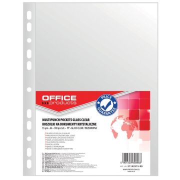 Koszulki na dokumenty OFFICE PRODUCTS, PP, A4, krystal, 55mikr., 100szt.