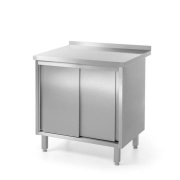 Wall mounted table with sliding door cabinet - welded