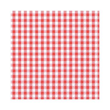 Serwetki 33x33 VICHY czerwona kratka, 1/4, opakowanie 30 szt.