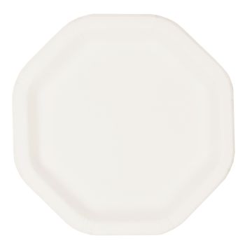 Pure octagonal paper plates, size: 23.5 cm x 23.5 cm, price per package 50pcs