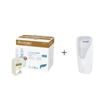 Mydło w piance 6x1000ml Classic LUCART zestaw z dozownikiem białym gratis