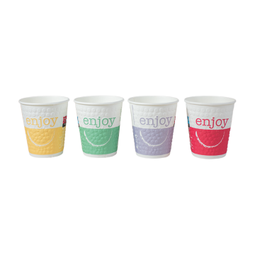 Kubek PAP/PE DW 250ml Enjoy op.50szt SUP (k/25) śr.80mm, tłoczony, mix kolorów