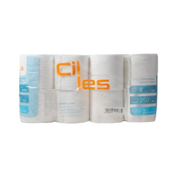 Toilet paper 27.5m white, cellulose, 3W, pack of 8 rolls. Cilles (bag./8op.)
