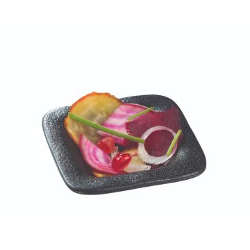 Finger food porcelana talerzyk kwadratowy 69x69mm czarny, op.24szt. (k/9)