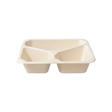 Sealing container 227/178/3 H50 tripartite op. 100 szt (k/4) made of sugar cane, PE-coated, natural color
