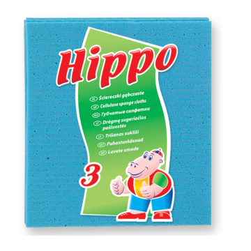 Hippo sponge cloths op.3pc (k/24)