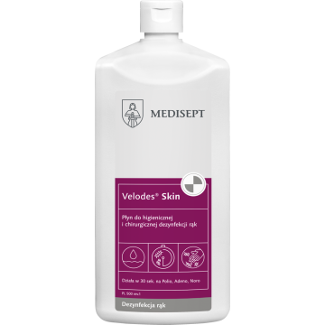 Medisept Velodes Skin 500ml - płyn do dezynfekcji skóry oraz higienicznej i chirurgicznej dezynfekcji rąk