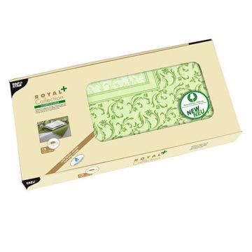 Tablecloth RC+ Damascato 100x100cm olive Royal Collection, PLA-coated, 12 pieces