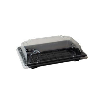 Pojemnik sushi czarny z pokrywką PET 175x125x30 mm 50 kpl OP-03