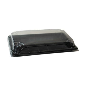 Sushi container black with PET lid 247x155x30 mm 50 sets OP-09