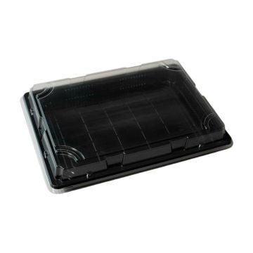 Sushi container black with PET lid 270x195x30 mm 25 sets OP-011