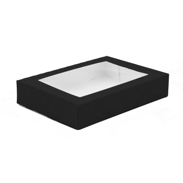 Sushi box kartonowy czarny z okienkiem 220x140x50 mm 50 szt. OP-07