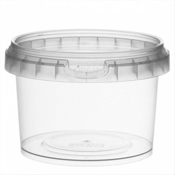 Container PP round 280ml with cover 9,5x6,5cm transparent, 400 sets