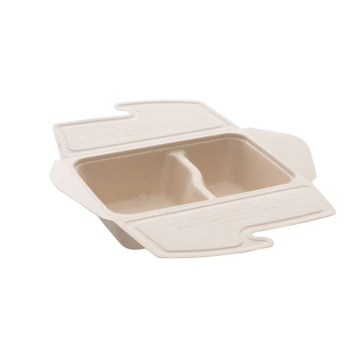 BePulp Meal Box from Reed To Go 800ml bipartite op.75pcs. (k/2) 21x15x6cm, Sabert