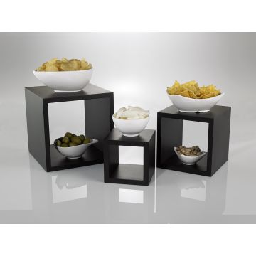 CUBO buffet stand bamboo natural set 3 pieces 13x13x13, 18x18x18", 23x23x23, black"