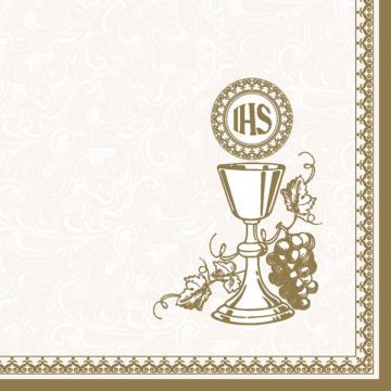 Napkins 33x33 Poppies COMMUNION 0008 01 First Holy Communion, 20 pcs.