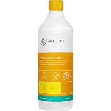 Mediclean 510 Dishes Cytrynowy 1 L - płyn do ręcznego mycia naczyń oraz urządzeń i powierzchni kuchennych
