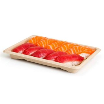 Tacka sushi z trzciny cukrowej naturalna 235x155x20 mm 50 szt.