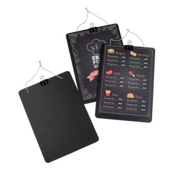 Menu board hanging with string + clip 23,32 cm wood
