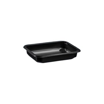 Pojemnik obiadowy do zgrzewu W1/601D, mały niski niedzielony, czarny, 187x137x36mm, cena za opakowanie 640szt