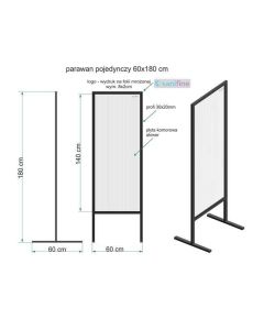 Skyddsvägg av polykarbonat enkelskärm 60x180 cm