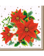 Szalvéták 33x33 STARS 0013 04 Poinsettia csokor Fehér, 20 darabos kiszerelésben